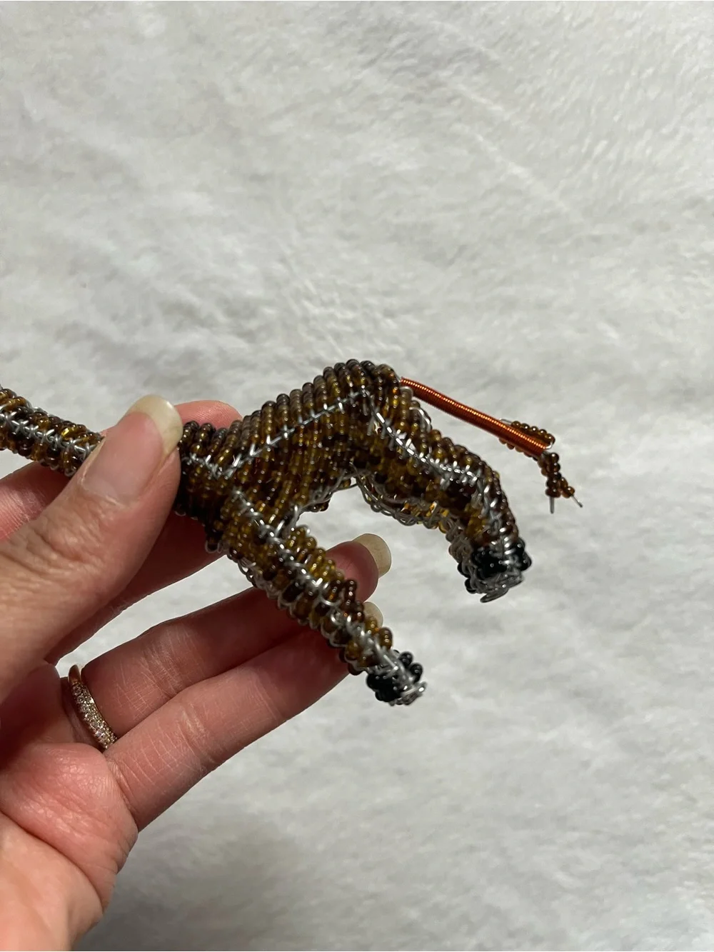 Giraffe small Beaded figure knick knack Giraffe Figurine - Brown & Copper